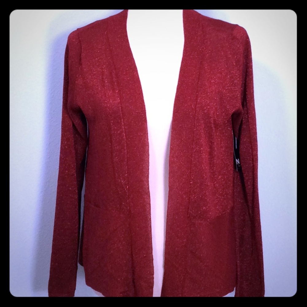 New Directions Metallic Red Lightweight Cardigan